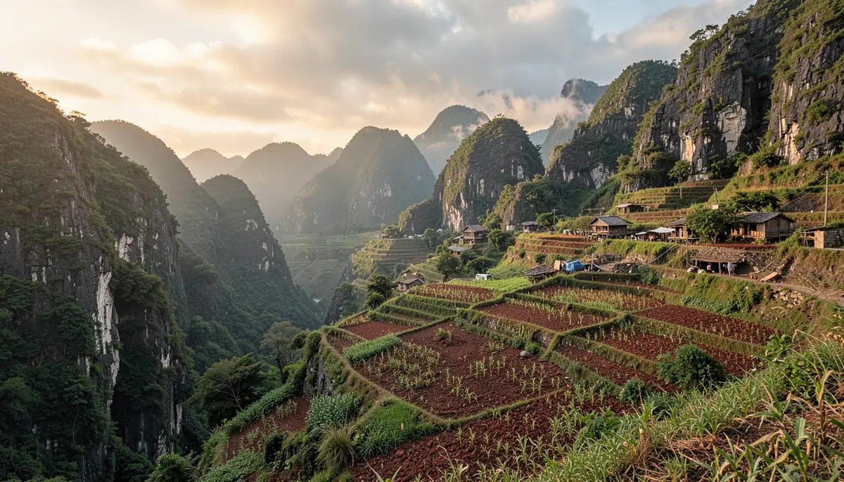 Sườn núi đá và nương ớt vùng cao Mường Khương, Lào Cai (ảnh minh họa)